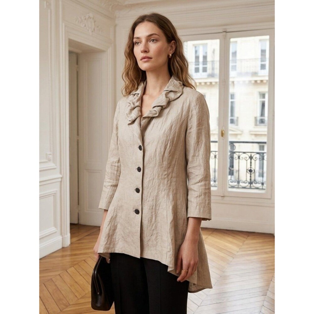 Adrianna Papell Champagne Ruffled Evening Jacket Size 14
